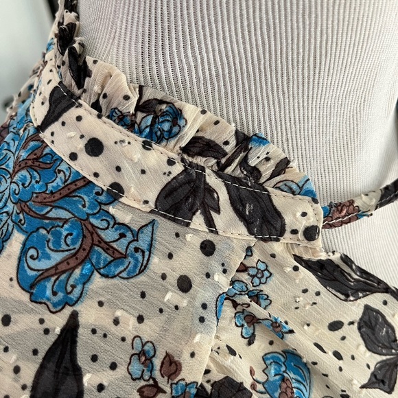 NWOT JOIE cream/blue floral smocked peasant blouse size XS new without tags - Picture 8 of 12